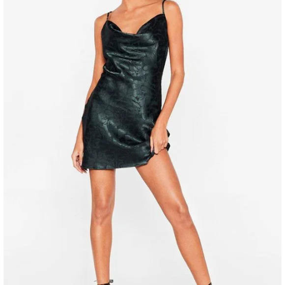 Nasty Gal Dresses & Skirts - Nasty Gal‎ Slip Dress Cowlin' For You Floral Jacquard Green Size 2